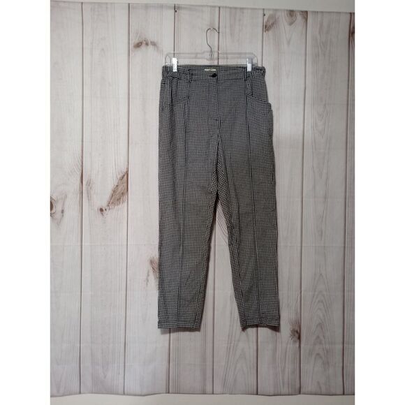 Gingham Checkered High Waist Cropped Pants Trousers Career Casual - Picture 1 of 7